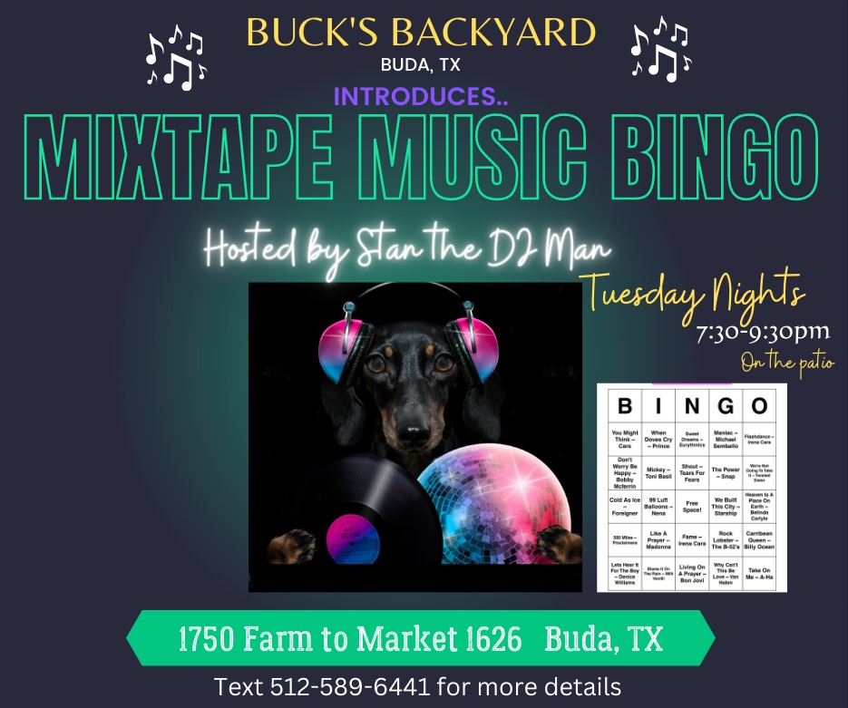 Mixtape Music Bingo - Buck's Backyard