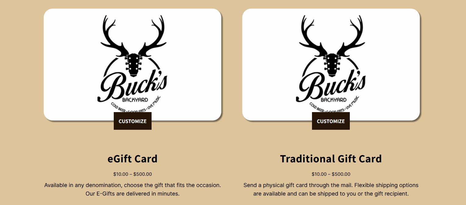 gift Cards - Buck's Backyard